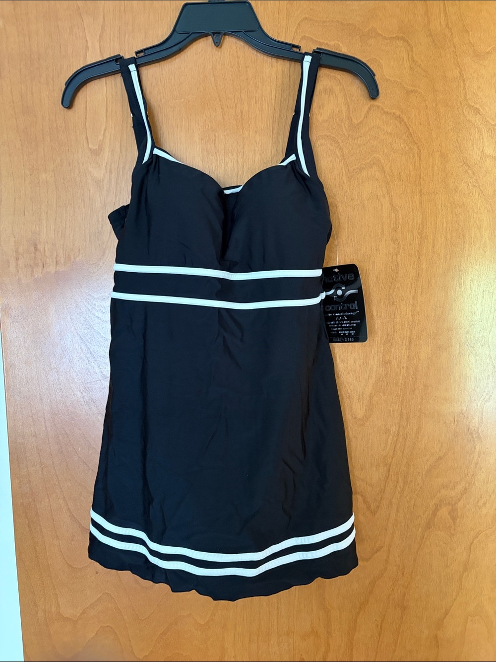NWT- New Black & White Trim One-Piece Swimdress